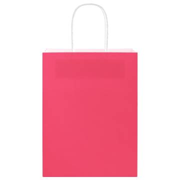 Eco-Friendly Pink Paper Bags with Handles - 50 pcs | HiPo Market