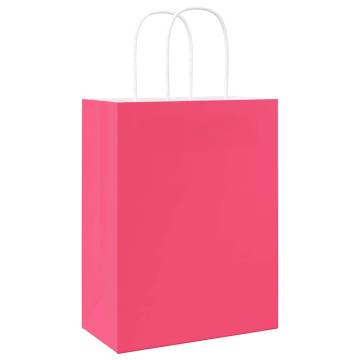 Eco-Friendly Pink Paper Bags with Handles - 50 pcs | HiPo Market