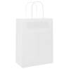 Paper Bags 50 pcs with Handles - White Kraft 21x11x28 cm