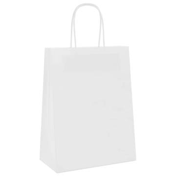 Paper Bags 50 pcs with Handles - White Kraft 21x11x28 cm