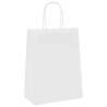 Paper Bags 50 pcs with Handles - White Kraft 21x11x28 cm