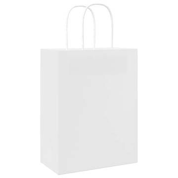 Paper Bags 50 pcs with Handles - White Kraft 21x11x28 cm