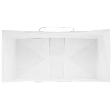 Paper Bags 50 pcs with Handles - White Kraft 21x11x28 cm