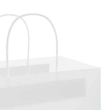 Paper Bags 50 pcs with Handles - White Kraft 21x11x28 cm