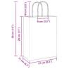 Paper Bags 50 pcs with Handles - White Kraft 21x11x28 cm