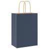 Blue Paper Bags with Handles - 250 pcs | Sustainable & Durable