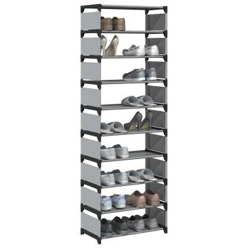 10-Tier Grey Shoe Rack - Non-woven Fabric | HipoMarket UK