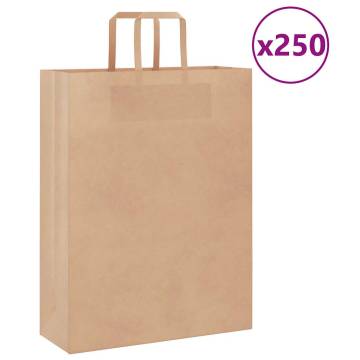 Brown Paper Bags with Handles - 250 pcs | Hipo Market