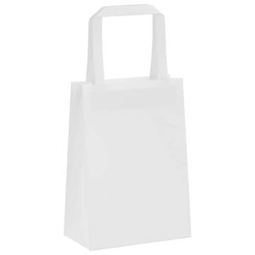 50 White Paper Bags with Handles - Eco-Friendly | HipoMarket