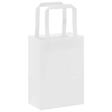 50 White Paper Bags with Handles - Eco-Friendly | HipoMarket