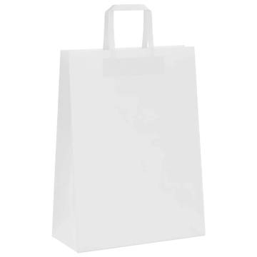 250 White Paper Bags with Handles - Eco-Friendly & Durable