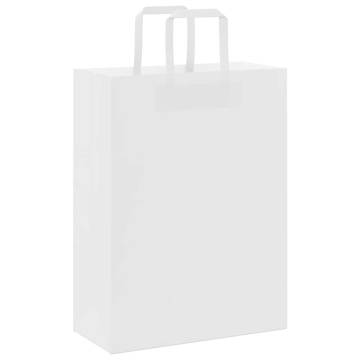 250 White Paper Bags with Handles - Eco-Friendly & Durable