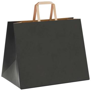 Eco-Friendly Black Paper Bags with Handles - 50 Pcs | HipoMarket