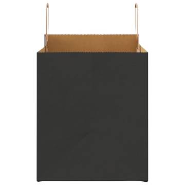 Eco-Friendly Black Paper Bags with Handles - 50 Pcs | HipoMarket