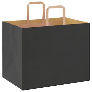 Eco-Friendly Black Paper Bags with Handles - 50 Pcs | HipoMarket