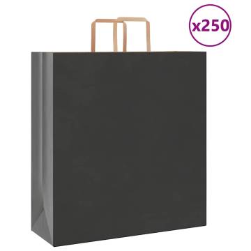 Durable Black Paper Bags with Handles - 250 pcs | Hipomarket