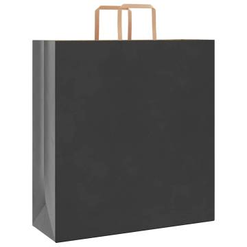 Durable Black Paper Bags with Handles - 250 pcs | Hipomarket