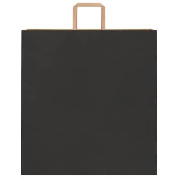 Durable Black Paper Bags with Handles - 250 pcs | Hipomarket