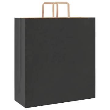 Durable Black Paper Bags with Handles - 250 pcs | Hipomarket