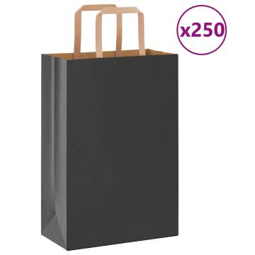 Black Paper Bags with Handles - 250 pcs | Hipomarket UK