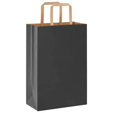 Black Paper Bags with Handles - 250 pcs | Hipomarket UK