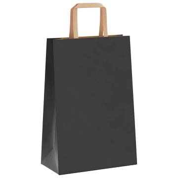 Black Paper Bags with Handles - 250 pcs | Hipomarket UK