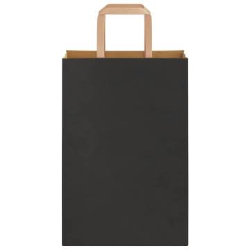 Black Paper Bags with Handles - 250 pcs | Hipomarket UK