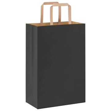 Black Paper Bags with Handles - 250 pcs | Hipomarket UK