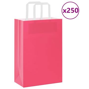 250 Pink Paper Bags with Handles - Eco-Friendly Packaging