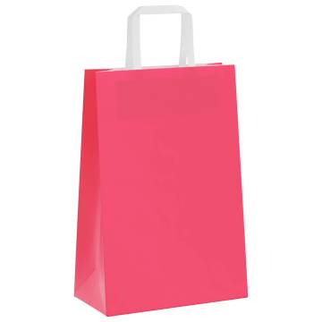 250 Pink Paper Bags with Handles - Eco-Friendly Packaging