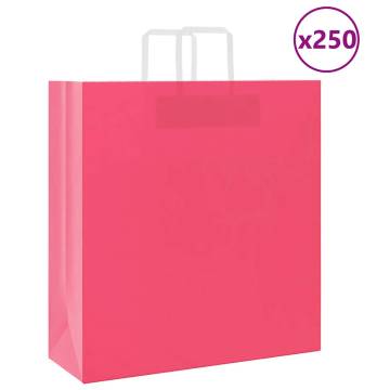 Paper Bags 250 pcs with Handles Pink - Eco-Friendly Packaging