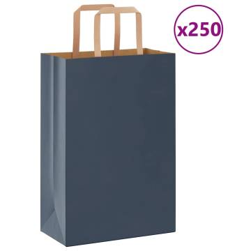 Blue Paper Bags with Handles - 250 pcs, Durable & Eco-Friendly