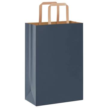 Blue Paper Bags with Handles - 250 pcs, Durable & Eco-Friendly