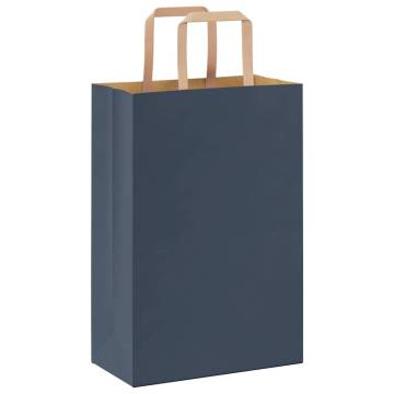 Blue Paper Bags with Handles - 250 pcs, Durable & Eco-Friendly