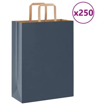 Blue Paper Bags with Handles - 250 pcs | Eco-Friendly Packaging