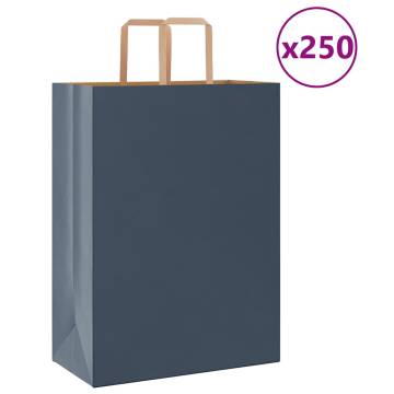 Blue Paper Bags with Handles – 250pcs (32x17x44 cm)