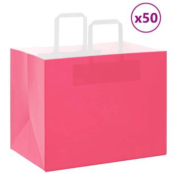 Pink Paper Bags with Handles - 50 pcs | Eco-Friendly Packaging