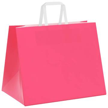 Pink Paper Bags with Handles - 50 pcs | Eco-Friendly Packaging