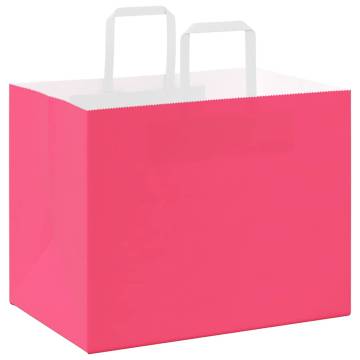 Pink Paper Bags with Handles - 50 pcs | Eco-Friendly Packaging