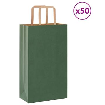 Eco-Friendly Green Paper Bags with Handles - 50 pcs | HiPo Market