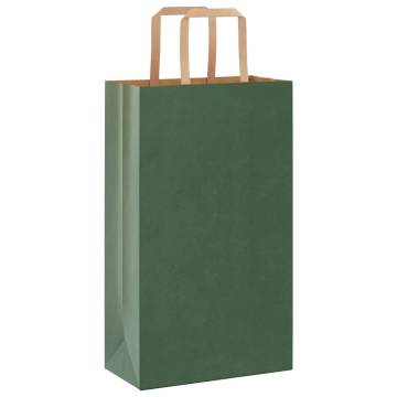 Eco-Friendly Green Paper Bags with Handles - 50 pcs | HiPo Market