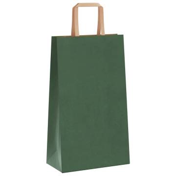 Eco-Friendly Green Paper Bags with Handles - 50 pcs | HiPo Market