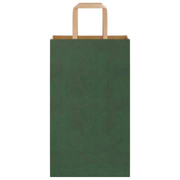 Eco-Friendly Green Paper Bags with Handles - 50 pcs | HiPo Market