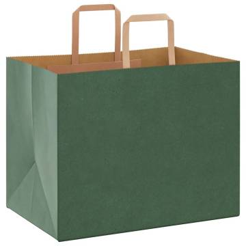 Eco-Friendly Green Paper Bags with Handles - 50 pcs | HipoMarket