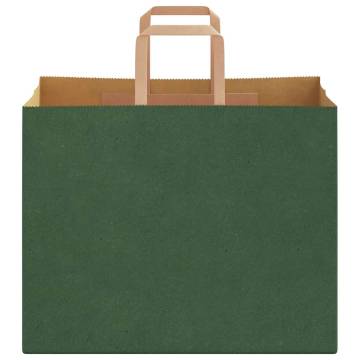 Eco-Friendly Green Paper Bags with Handles - 50 pcs | HipoMarket