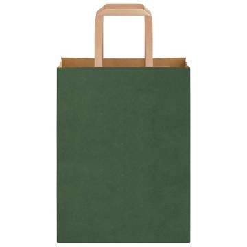 250 Pcs Green Paper Bags with Handles | Sustainable Packaging