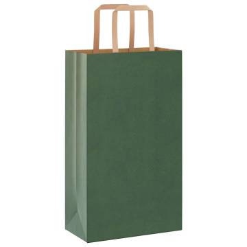 Eco-Friendly Green Paper Bags 250 pcs with Handles - 21x11x36 cm