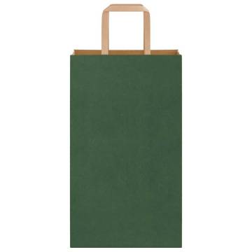 Eco-Friendly Green Paper Bags 250 pcs with Handles - 21x11x36 cm