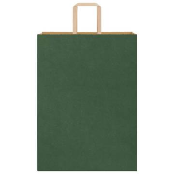 Eco-Friendly Green Paper Bags with Handles - 250 Pcs