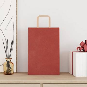 Red Paper Bags with Handles - 50 Pcs | Eco-Friendly Packaging